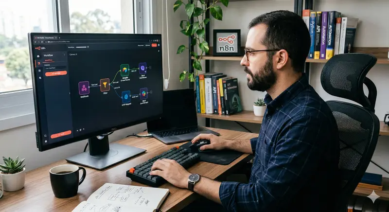 Automação de processos com inteligência artificial em operação empresarial